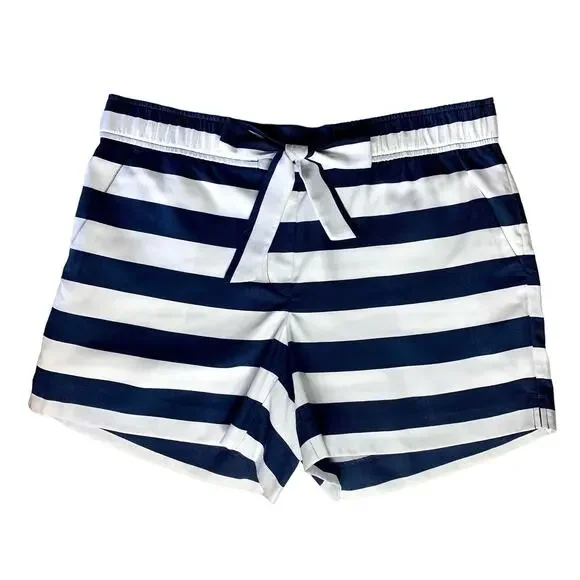 NWT LOFT Outlet Navy Stripe Tie Front Shorts Size 10 - Picture 2 of 6